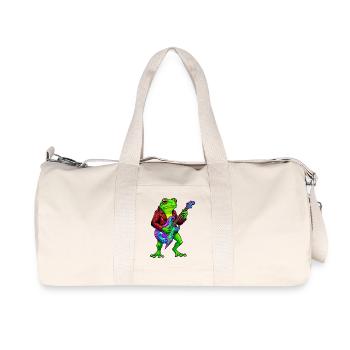 Frog with jacket and neon electric guitar - Recycled Canvas Sports Bag by Stanley/Stella - natural - Front