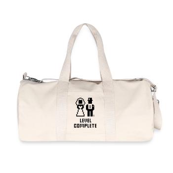 Niveau complété (Mariage / Enterrement de vie de garçon / Pixel / Grass / B) - Sac de sport en toile recyclée Stanley/Stella - blanc naturel - Devant