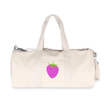 Strawberry Dots Dots Fruit Pink Dots Pattern - Recycled Canvas Sports Bag by Stanley/Stella - natural - Front