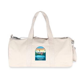 Calgary Canada Tower & Mountains Travel Art - Recycled Canvas Sports Bag by Stanley/Stella - natural - Front