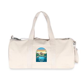 Bilbao Spain Vintage Travel Poster Art - Recycled Canvas Sports Bag by Stanley/Stella - natural - Front