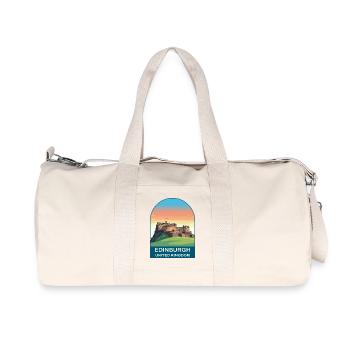 Edinburgh UK Vintage Travel Poster Art - Recycled Canvas Sports Bag by Stanley/Stella - natural - Front