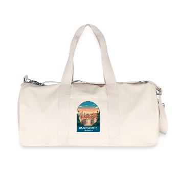 Dubrovnik Croatia Vintage Travel Poster - Recycled Canvas Sports Bag by Stanley/Stella - natural - Front