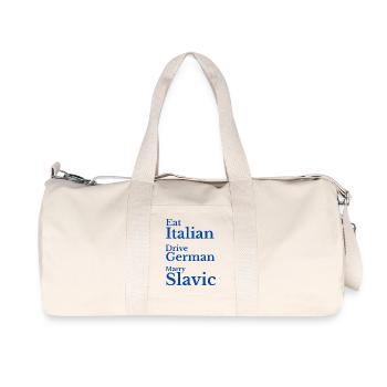Eat Italian Drive German Marry Slavic Humour - Recycled Canvas Sports Bag by Stanley/Stella - natural - Front