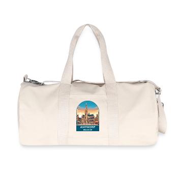 Antwerp Belgium Vintage Travel Poster Art - Recycled Canvas Sports Bag by Stanley/Stella - natural - Front