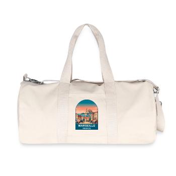 Marseille France Port City Vintage Travel Poster - Recycled Canvas Sports Bag by Stanley/Stella - natural - Front