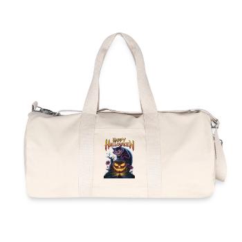 Chat violet d’Halloween et Éclatement de citrouille - Sac de sport en toile recyclée Stanley/Stella - blanc naturel - Devant