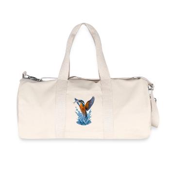 Königsfischer im Sprung über Wasser - Recycelte Canvas-Sporttasche von Stanley/Stella - Naturweiß - Vorne
