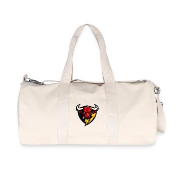 Roter Bullenblitz Schild - Recycelte Canvas-Sporttasche von Stanley/Stella - Naturweiß - Vorne