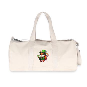 St. Patrick's Day Squirrel: Festive Design - Recycled Canvas Sports Bag by Stanley/Stella - natural - Front