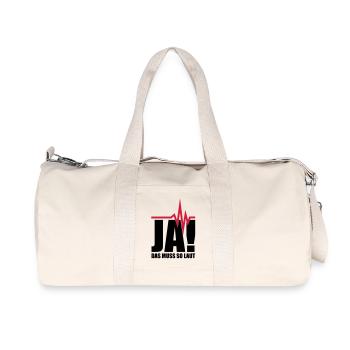 ja_das_muss_so_laut__f2 - Sac de sport en toile recyclée Stanley/Stella - blanc naturel - Devant