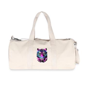 Colorful Tiger - Neon Pink Magenta Tiger Drawing - Recycled Canvas Sports Bag by Stanley/Stella - natural - Front