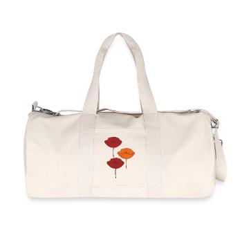 mohnblumen und orange - Recycelte Canvas-Sporttasche von Stanley/Stella - Naturweiß - Vorne