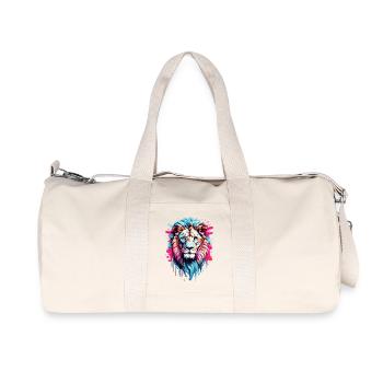 Bunter Löwenkopf - Recycelte Canvas-Sporttasche von Stanley/Stella - Naturweiß - Vorne