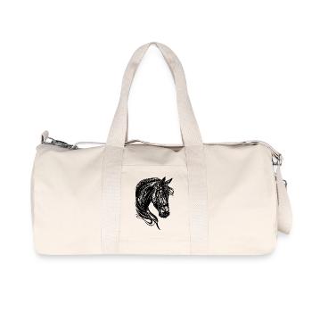 Elegantes Rassiges Pferde Porträt Tattoo - Recycelte Canvas-Sporttasche von Stanley/Stella - Naturweiß - Vorne