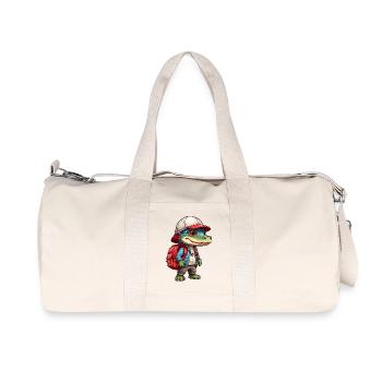 Crocodile mignon en look extérieur avec sac à dos - Sac de sport en toile recyclée Stanley/Stella - blanc naturel - Devant
