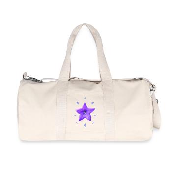Glockenblume lila Blumenmuster blaues Blume - Recycelte Canvas-Sporttasche von Stanley/Stella - Naturweiß - Vorne