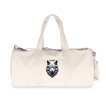 Geometric wolf with "Wild Spirit" motif - Recycled Canvas Sports Bag by Stanley/Stella - natural - Front