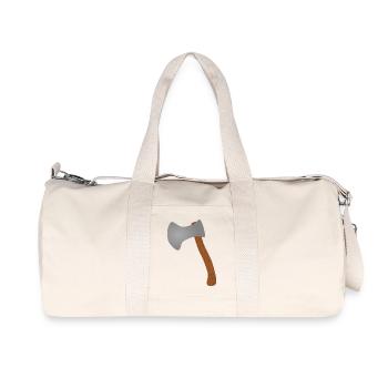 T-Shirt mit Waldaxt-Illustration - Recycelte Canvas-Sporttasche von Stanley/Stella - Naturweiß - Vorne