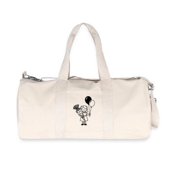 Fille inscrite à l’école avec cône d’école - Sac de sport en toile recyclée Stanley/Stella - blanc naturel - Devant