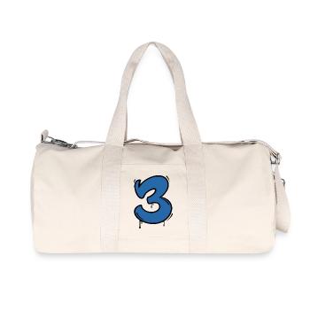 Graffiti Blue Number 3 Drops - Recycled Canvas Sports Bag by Stanley/Stella - natural - Front