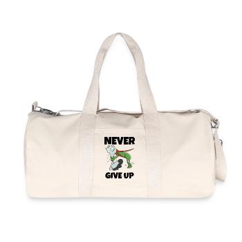 Niemals aufgeben, Frosch würgt Storch – lustige Motivation - Recycelte Canvas-Sporttasche von Stanley/Stella - Naturweiß - Vorne