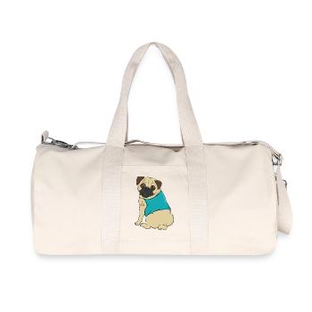 Cute Pug Dog Tattoo I Love Mom Mother's Day Gift - Recycled Canvas Sports Bag by Stanley/Stella - natural - Front