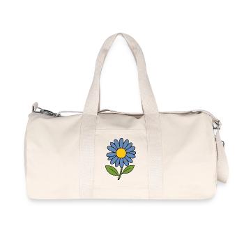 Blue Flower Floral Gift Birthday - Recycled Canvas Sports Bag by Stanley/Stella - natural - Front