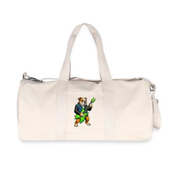 Bulldog Rocker with Neon Guitar - Recycled Canvas Sports Bag by Stanley/Stella - natural - Front