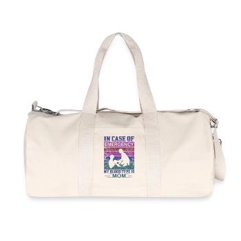 En cas d’urgence, mon groupe sanguin est Maman Shirt - Sac de sport en toile recyclée Stanley/Stella - blanc naturel - Devant