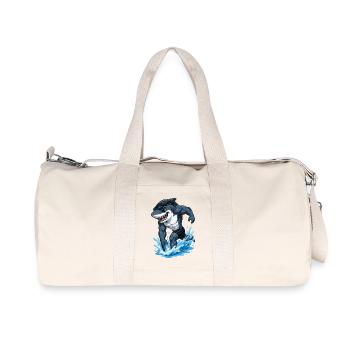 Hai Cartoon Schwimmer - Recycelte Canvas-Sporttasche von Stanley/Stella - Naturweiß - Vorne