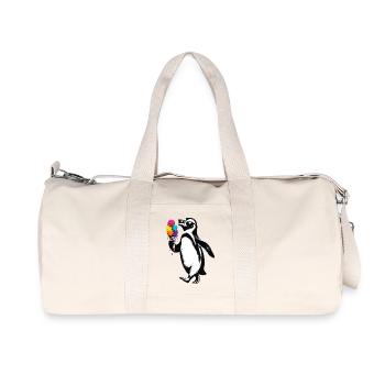 Cooler Pinguin mit Eis Illustration  - Recycelte Canvas-Sporttasche von Stanley/Stella - Naturweiß - Vorne