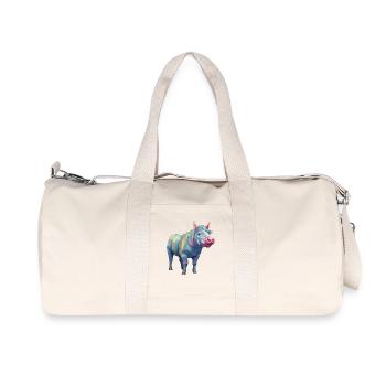 Schwein und Pferd - Regenbogen Moderne Kunst - Recycelte Canvas-Sporttasche von Stanley/Stella - Naturweiß - Vorne