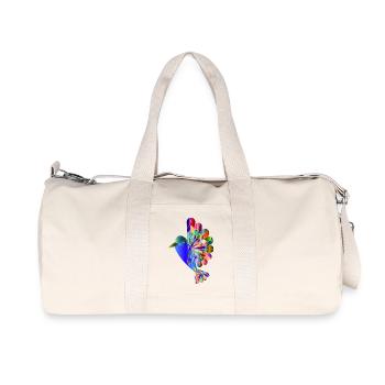 Colibri mosaïque colorée cadeau idée cadeau - Sac de sport en toile recyclée Stanley/Stella - blanc naturel - Devant