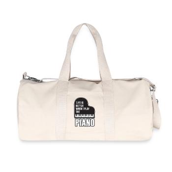 Das Leben ist besser, wenn ich Klavier spiele - Recycelte Canvas-Sporttasche von Stanley/Stella - Naturweiß - Vorne