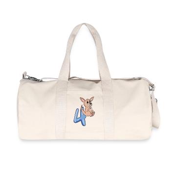 4ème anniversaire motif kangourou - quatre ans - Sac de sport en toile recyclée Stanley/Stella - blanc naturel - Devant