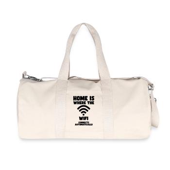 Zuhause ist der Ort, an dem sich das WLAN automatisch verbindet* - Recycelte Canvas-Sporttasche von Stanley/Stella - Naturweiß - Vorne
