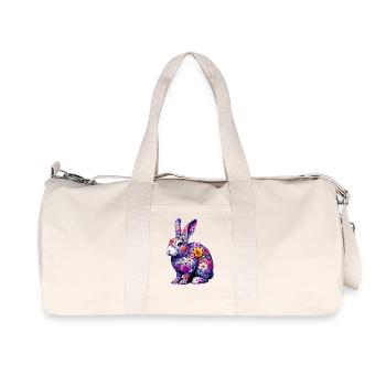Hase mit Blumen geschmückt - Recycelte Canvas-Sporttasche von Stanley/Stella - Naturweiß - Vorne