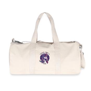 Young, Wild & Five – Unicorn Birthday Shirt - Recycled Canvas Sports Bag by Stanley/Stella - natural - Front