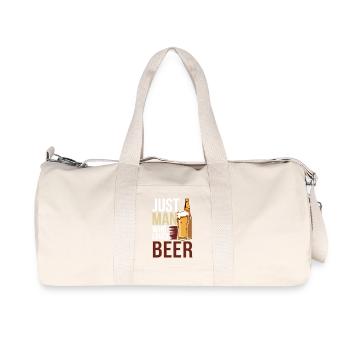 Just Man Who Loves Beer - Recycelte Canvas-Sporttasche von Stanley/Stella - Naturweiß - Vorne