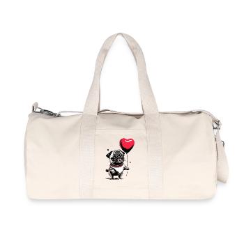 Mops mit Herz Luftballon - Heartful Creatures - Recycelte Canvas-Sporttasche von Stanley/Stella - Naturweiß - Vorne