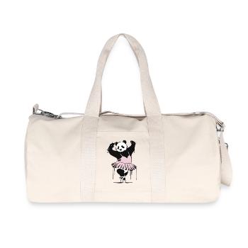 Unique dancing panda in pink ballet dress - Recycled Canvas Sports Bag by Stanley/Stella - natural - Front