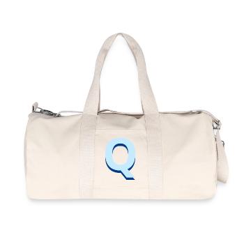 Letter q blue pop and modern - Recycled Canvas Sports Bag by Stanley/Stella - natural - Front