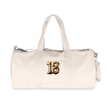 18 Years Gold Balloon Foil Balloon Gift - Recycled Canvas Sports Bag by Stanley/Stella - natural - Front