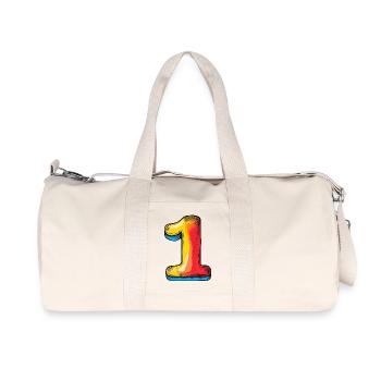1 symbole numérique - Sac de sport en toile recyclée Stanley/Stella - blanc naturel - Devant
