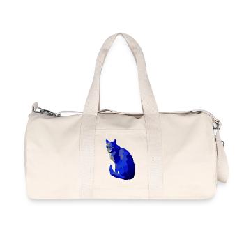 Blue geometric cat with glowing eyes - Recycled Canvas Sports Bag by Stanley/Stella - natural - Front