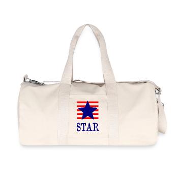 Patriotic Star with Red White Blue Stripes - Recycled Canvas Sports Bag by Stanley/Stella - natural - Front