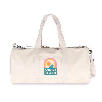 Cousins Beach – Design rétro de coucher de soleil - Sac de sport en toile recyclée Stanley/Stella - blanc naturel - Devant
