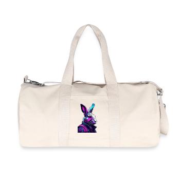 Neon bunny with headphones and digital look - Recycled Canvas Sports Bag by Stanley/Stella - natural - Front