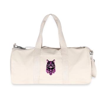 Futuristic Cat Portrait Print - Recycled Canvas Sports Bag by Stanley/Stella - natural - Front
